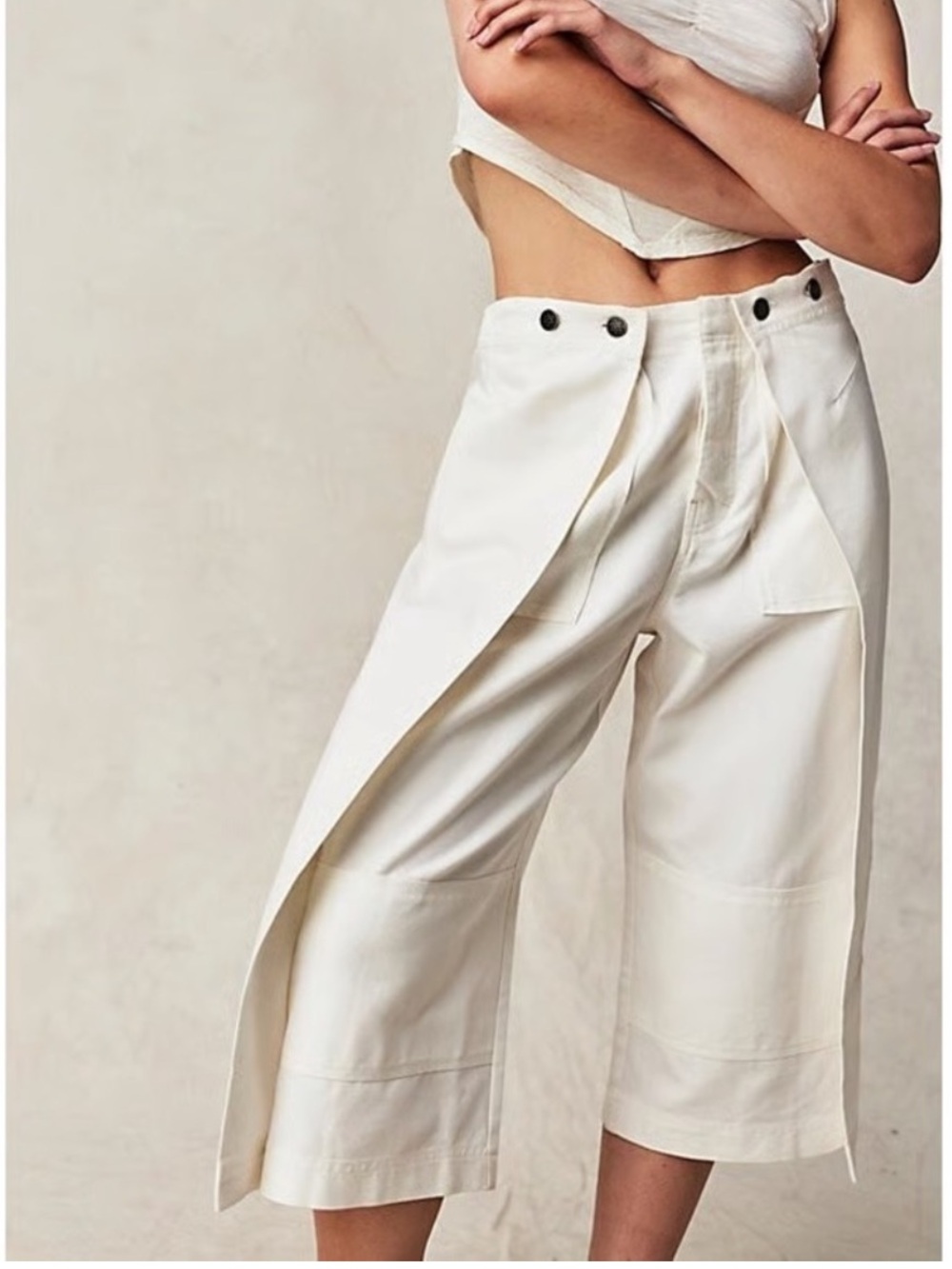 NWOT Free People Keep Calling Wide Leg Crop Pants - Picture 3 of 7